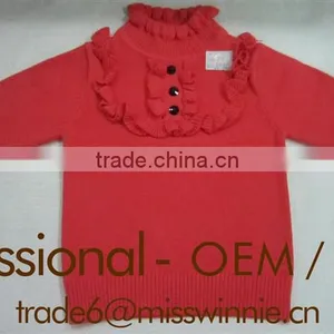 Neck and Neck Children's Clothes,bulk Blank Sweater With Ruffles,high Collar Sweater T-shirt thumbnail-1