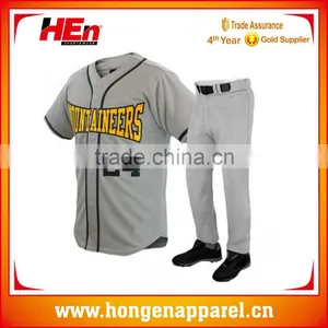 Hongen Apparel 2016 New Design Custom V-neck Baseball Jersey and Baseball Pants thumbnail-1