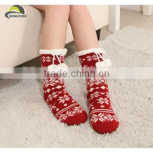 Knitted Long Young Girls Red Legging Tube Socks thumbnail-1
