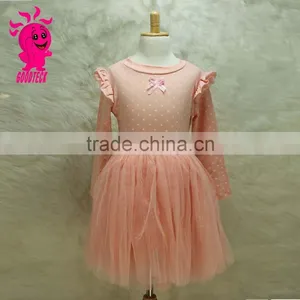 New Model Girl Long Sleeveless Dress Kids Girls Party Dress Peach Dress With Angel Wings thumbnail-1