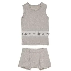 95%cotton 5% Spandex Green Kid Sleeveless Vest Suit With Linear Design thumbnail-3