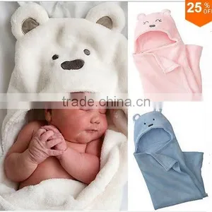 Baby Soft Cotton Terry Hooded Baby Bath Towel,custom Plain New Hooded Towel for Baby thumbnail-1
