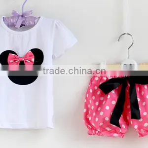 S80002T, Baby Clothing Sets , Summer New Children Girl's 2PC Sets Skirt Suit Dots Skirt Dots Pants Girls Cartoon Clothes thumbnail-2