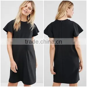 China Wholesale Ruffle Sleelve Jersey Fabric Shift Dress for Maternity thumbnail-1