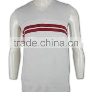ISO9001/BSCI Manufature High Quality Light Grey Stylish Striped Knitted Vest thumbnail-2