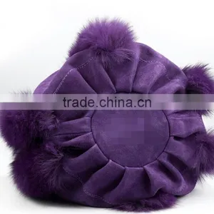 Fox Fur Tote Bag, Fox Fur Bag, Mink Fur BagTop Fashion Fluffy Real Fox Fur and Genuine Cow Leather Women Lady Shoulder Mini Mess thumbnail-5