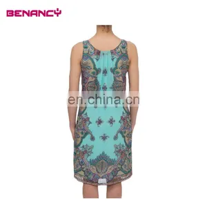 Chiffon Multi-color Ethnic Floral Print Lady Midi Dress thumbnail-3