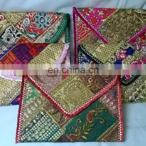 2015 New Valentines Womens Ladies Vintage Banjara Colorful Hand Zari Embroidered Unique Patch Handbag Clutch Tote Purse Pouch thumbnail-6