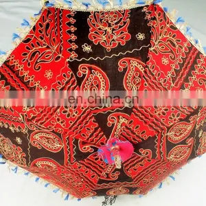Jaipuri Tranditional Garden Umbrellas Outdoor Patios Handmade Embroidery Rajasthani Indian Parasol thumbnail-1