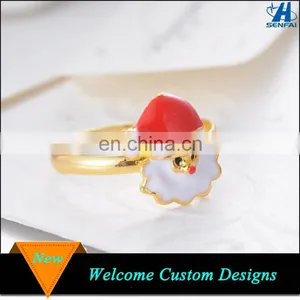 Latest Gold Finger Ring Designs Lovely Adjustable Christmas Santa Claus Ring thumbnail-1