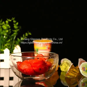 Cheap Handmade Heat Resistant Borosilicate Glass Double Wall Glass Salad Bowls thumbnail-3