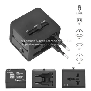 Dual USB Universal Travel Adapter With USA/Australia/Europe/UK Worldwide Plugs Universal Travel Adapter thumbnail-2