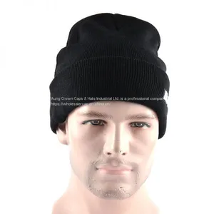 Embroidery Logo Acrylic Knitted Beanie Cap Hat for Man thumbnail-1