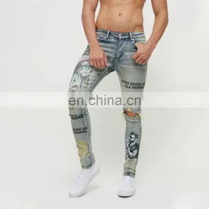 DiZNEW OEM DENIM SKINNY FIT DIGITAL PRINTING DESIGNERS MEN JEANS thumbnail-6