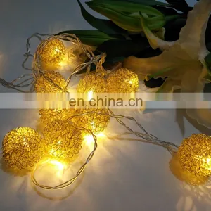 2020 New Arrival Iron Wire Ball String LED Battery Powered Metal Ball String Light thumbnail-2
