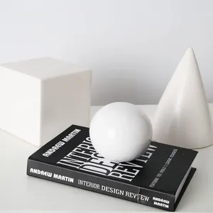 Cube Cylinder Sphere Triangle Matte Geometric Ceramic Ornaments White Black Abstract Art thumbnail-5