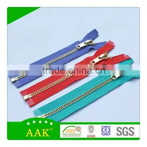 5#Open End Auto Lock Slider Brass Zipper thumbnail-3