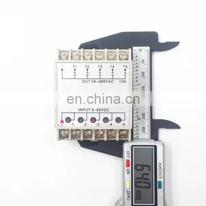 PN5-10DA Din Rail SSR 5 Channel Quintuplicate Five Input Output 24VDC Single Phase DC to AC 10A Solid State Relay thumbnail-3