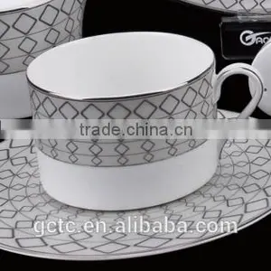 Bone China 15pcs Tea Set With Silver Decal thumbnail-4