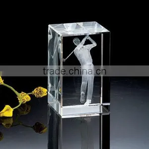 3D Laser Engraving Glass Paperweight Glass Block Paperweight thumbnail-1