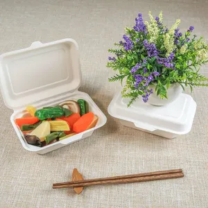 450ml 600ml Degradable Disposable Lunch Box, Pulp Lunch Box, Light Snack Box, Fast Food Box, Cake Hamburger Box thumbnail-4