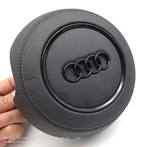 For Audi A4 B8 Leather Steering Wheel Airbag Cover Trim Cover White/Black/Red Stitching thumbnail-3