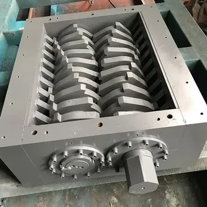 High Efficiency Double Shaft Small Mini Compost Scrap Metal Iron Aluminium Shredder Machine for Sale thumbnail-3