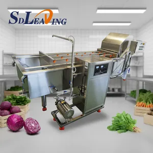 Automatic Commercial Vegetables and Fruit Washing Machine Stainless Steel Ozone Bubble Salad Leafy Vegetable Cleaner Equipment thumbnail-1