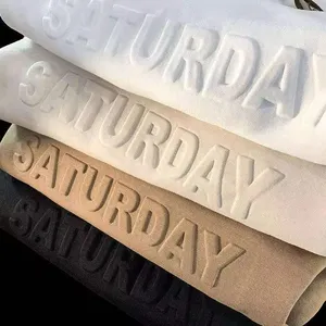 500 Gsm Mix Cotton Heavyweight Oversized Cotton Polyester Custom Streetwear 3D Graphic Hoodies for Men Embossed Hoodies thumbnail-1