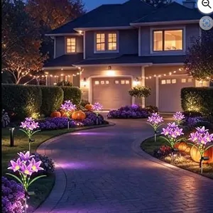 Solar Flower Lights, 4 Pack Solar Garden Lights With 24 Lily Flowers thumbnail-5