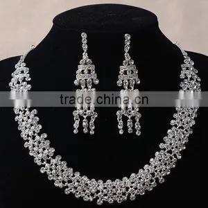 Hot Sale Women's Wedding Jewellery Sets Red Rhinestone Bride Necklace Set thumbnail-4