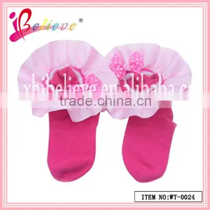 Hot Sale Baby Products Wholesale Ribbon Bow 100% Cotton Thin Socks for Baby (WT-0024) thumbnail-1