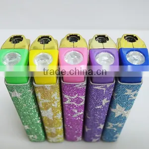 Latest Diamond Ignition Gold Head Windproof Electronic Cigarette Custom Sticker Lighter thumbnail-2