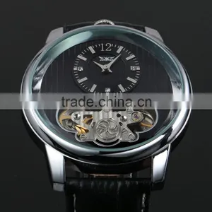 Men Watch Leather Fashion Brand Watches Feather Skeleton Dress Watches ZB005 thumbnail-4