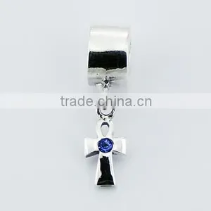 Adorable Charm Bead Sterling Silver Austrian Crystal Cross thumbnail-1