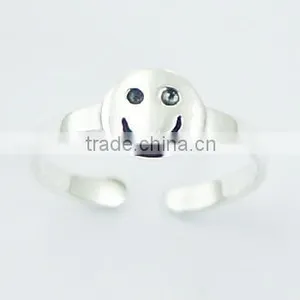 Happy Face Sterling Silver Toe Ring Antiqued Accents thumbnail-1