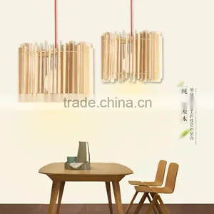 Wooden LED Pendant Light JK-8005B-04 Round Wooden E27 Lamp Holders Pendant Lamp With Japanese-style Light Bulb for Living Room l thumbnail-2
