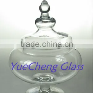 Glass Beautiful Candy Jar With Lid Handmade thumbnail-1