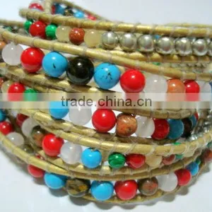 Leather Bracelets With Semi Precious Stones thumbnail-1