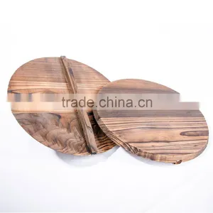 Carbonized Wood Pan Lid/ Wood Pan Cover/ Wood Pot Cover With Handle thumbnail-2