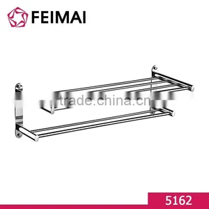Bathroom Designs Wall Mounted Double Layers Towel Rack Shelf Bar Holder thumbnail-3