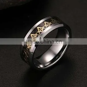 Vintage Logo Engraving Masonic Ring, Generous Masonic Logo Men's Rings thumbnail-4