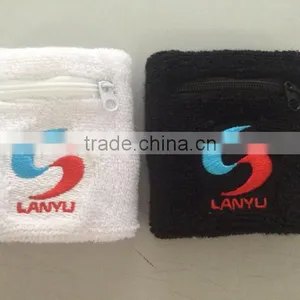 Hot Sales Personalized Cotton Sports Wristband With Zipper Pocket thumbnail-1