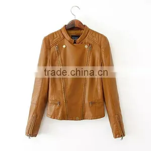 Most Popular Women Leather Jacket 2015 China thumbnail-1