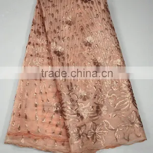 Hot Selling Sequins and Lace Fabric Silk Lace Farbic for Women Dressing thumbnail-2