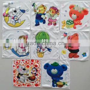 100% Polyester Microfiber Warp Knitting Knitted Thermal Transfer Printed Square Wash Cloth With Cartoon Design 13 thumbnail-1