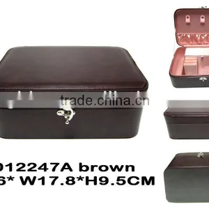 Faux Leather Travel Jewelry Box in Brown, NEW! thumbnail-1