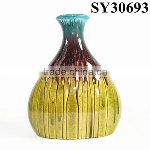 Small Glazed Ceramic Yellow Indoor Vase thumbnail-1