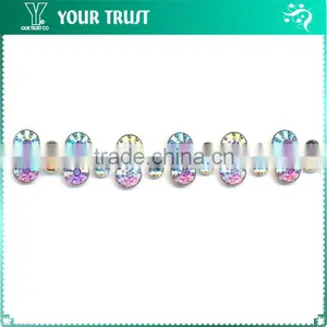Wedding Bridal Dress 1.3CM AB Round Resin 3MM Crystal RhinestoneTrimming thumbnail-1