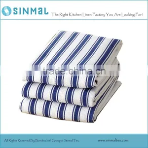 Blue Stripes Dish Towel Tea Towel Basket Weave Kitchen Towel thumbnail-2